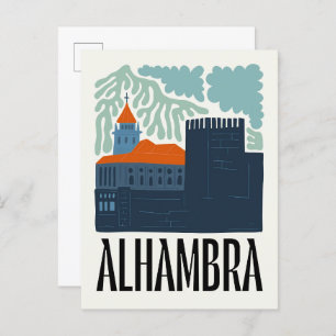 Alhambra Granada Spain abstract travel floral art Postcard