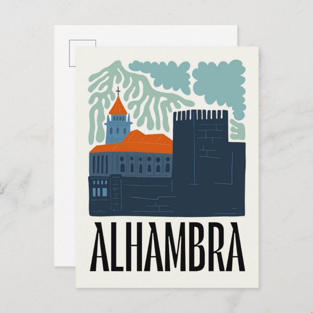 Alhambra Granada Spain abstract travel floral art Postcard (Front/Back)