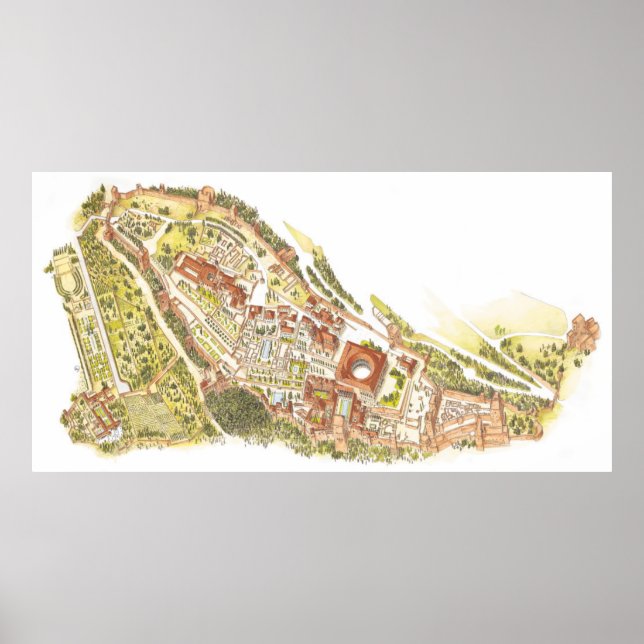 Alhambra Granada Spain. Aerial view Poster (Front)