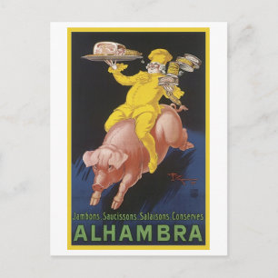Alhambra Ham Flying Pig Ad Postcard