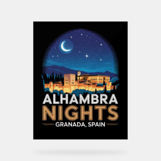 Alhambra Nights- Granada Spain Travel Art Acrylic Sign