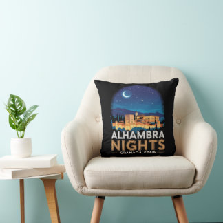 Alhambra Nights- Granada Spain Travel Art Cushion