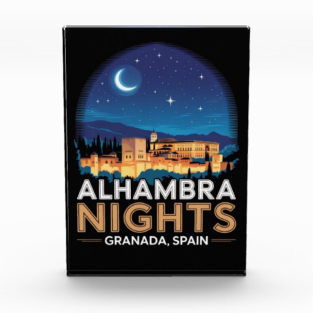 Alhambra Nights- Granada Spain Travel Art Photo Block (Front)