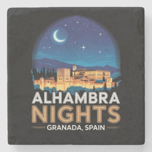 Alhambra Nights- Granada Spain Travel Art Stone Coaster