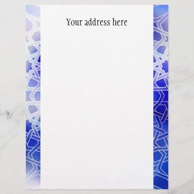 Alhambra Pattern Blue Customized Letterhead (Front)
