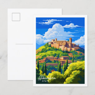 Alhambra Spain vintage travel illustration Postcard