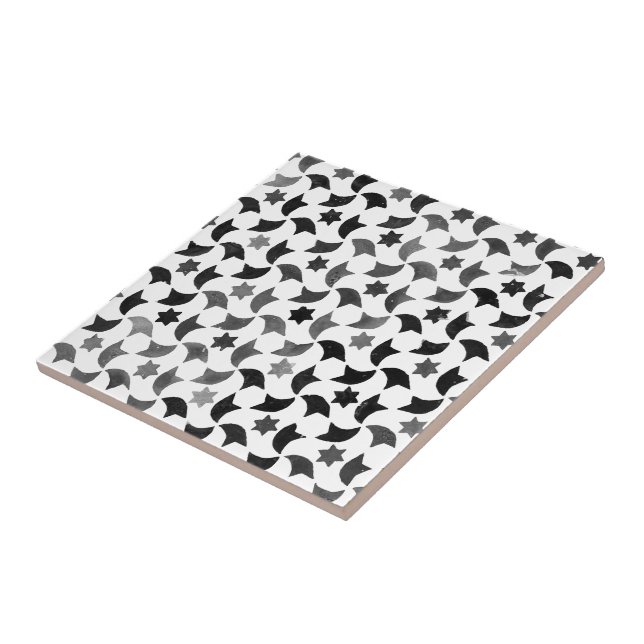 Alhambra Stars Mosaic Transparent Background Tile (Side)