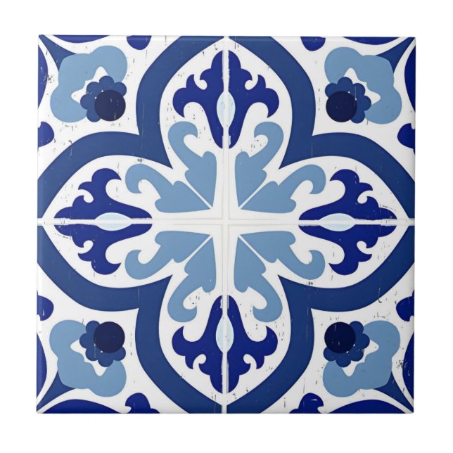 Alhambra tiles big blue flowers (Front)