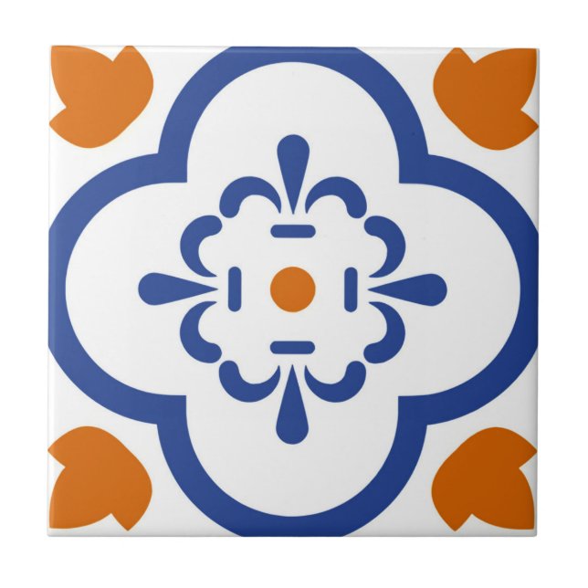 Alhambra tiles orange blue flowers (Front)