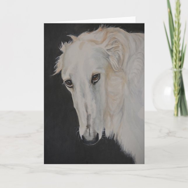 Alia the Borzoi Dog Art Greeting Card (Front)