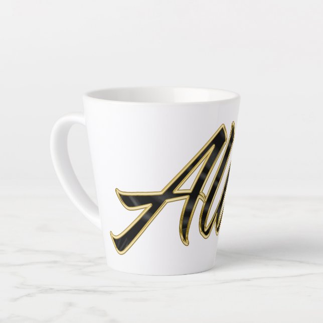 Alica black gold lettering Latte Mug (Left Angle)