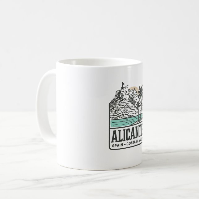 Alicante Sketch Santa Bárbara Castle Costa Blanca  Coffee Mug (Front Left)