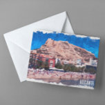 Alicante Spain Beach View Travel Postcard<br><div class="desc">Beautiful postcard showing a coastal view of the city of Alicante Spain with its unique mediterranean landscape and breathtaking scenery. This product shows a panorama view of the popular spanish travel destination. Works great as a souvenir and gift idea for every tourist.</div>