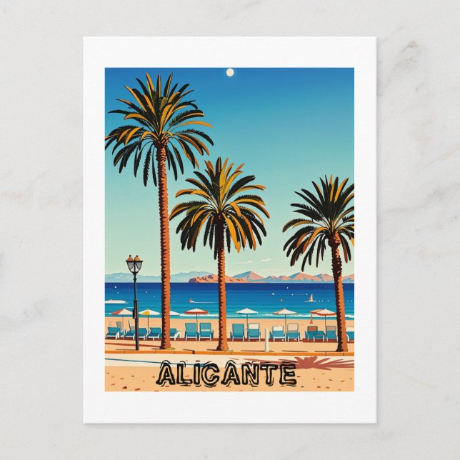 Alicante Spain Beach View Travel Postcard (Front)