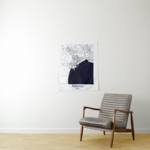Alicante Spain City Map Tapestry
