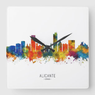 Alicante Spain Skyline Square Wall Clock