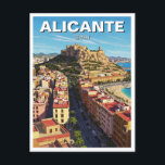 Alicante Spain Travel Postcard<br><div class="desc">Alicante, Spain, is a stunning coastal city located on the southeastern Mediterranean coast, known for its golden beaches, rich history, and vibrant culture. As the capital of the province of Alicante in the Valencian Community, it enjoys a warm climate year-round, making it a popular destination for tourists and expatriates alike....</div>