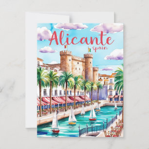 Alicante Spain Travel Postcard Art