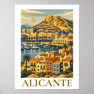 Alicante Spain Travel Souvenir Minimalist Coastal Poster