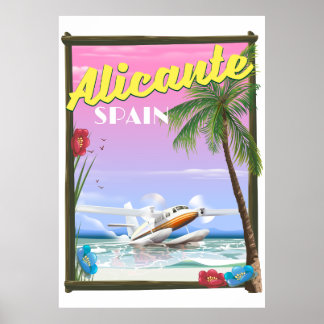 Alicante Spain vintage style travel poster
