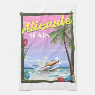 Alicante Spain vintage style travel poster Tea Towel