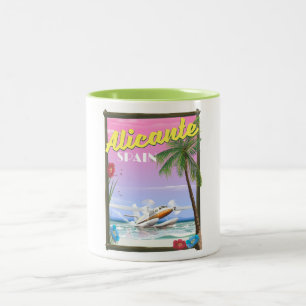 Alicante Spain vintage style travel poster Two-Tone Coffee Mug