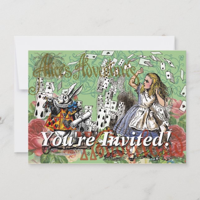 alice adventure cards wonderland hatter rabbit  (Front)