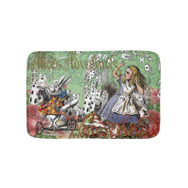 alice adventure cards wonderland hatter rabbit  bath mat (Front)