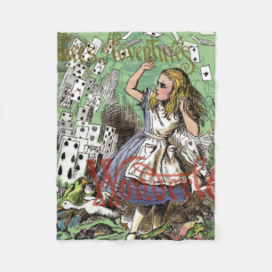 alice adventure cards wonderland hatter rabbit  fleece blanket