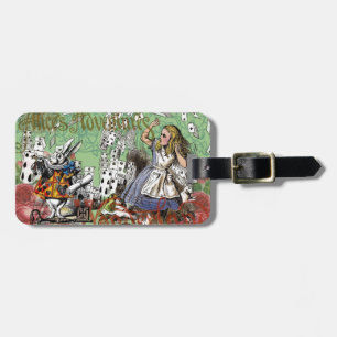 alice adventure cards wonderland hatter rabbit  luggage tag