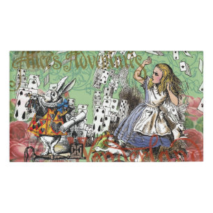 alice adventure cards wonderland hatter rabbit name tag