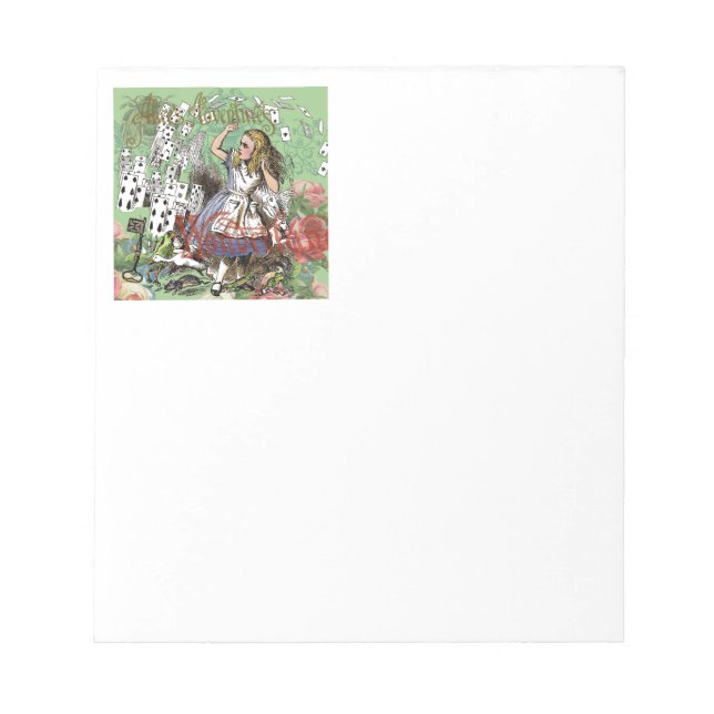 alice adventure cards wonderland hatter rabbit  notepad (Front)