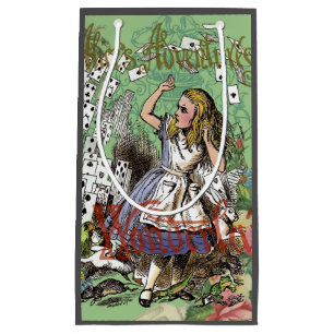 alice adventure cards wonderland hatter rabbit small gift bag