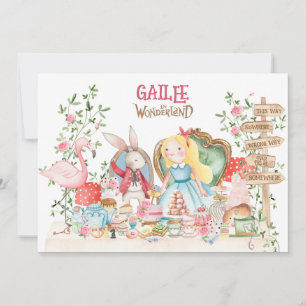 Alice Adventure in Woderland Birthday Invitation