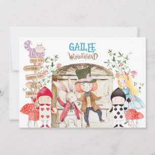 Alice Adventure in Woderland Birthday Invitation
