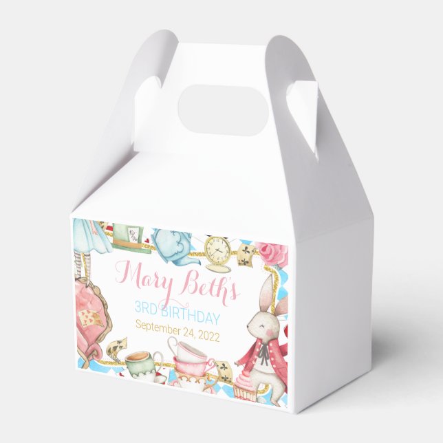Alice Adventure Wonderland Favour Box Gable Box  (Front Side)