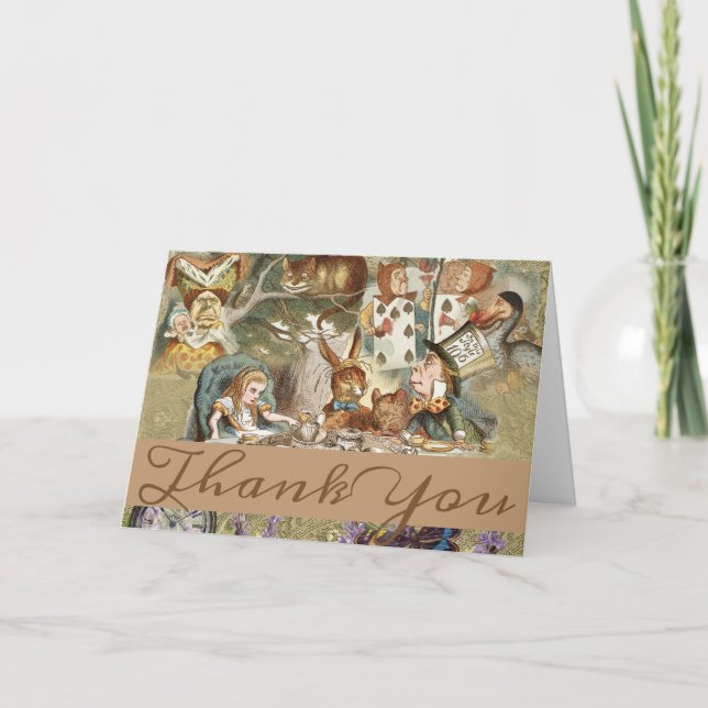 Alice Adventures Classic Wonderland Tea Party Thank You Card (Front)