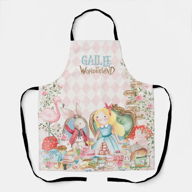 Alice Adventures in Woderland Birthday Tea Party Apron (Front)