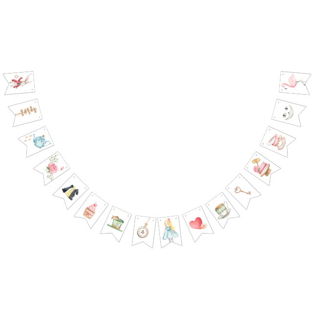 Alice Adventures in Woderland Birthday Tea Party Bunting (All)
