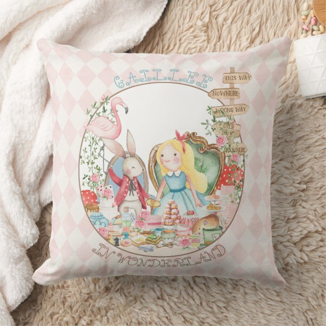 Alice Adventures in Woderland Birthday Tea Party Cushion (Blanket)