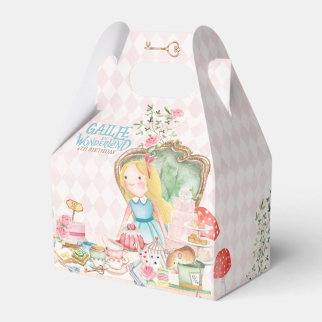 Alice Adventures in Woderland Birthday Tea Party Favour Box (Front Side)