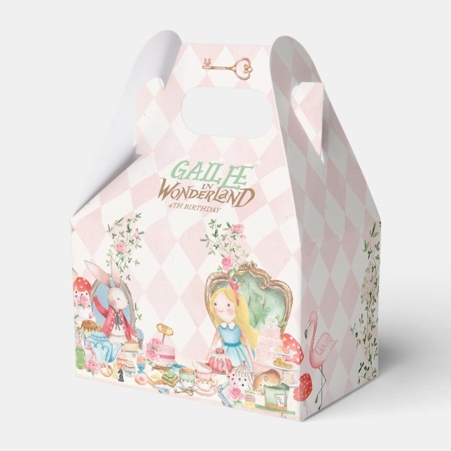 Alice Adventures in Woderland Birthday Tea Party Favour Box (Front Side)