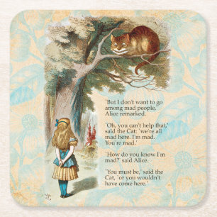Alice Adventures in Wonderland Cheshire Cat Square Paper Coaster