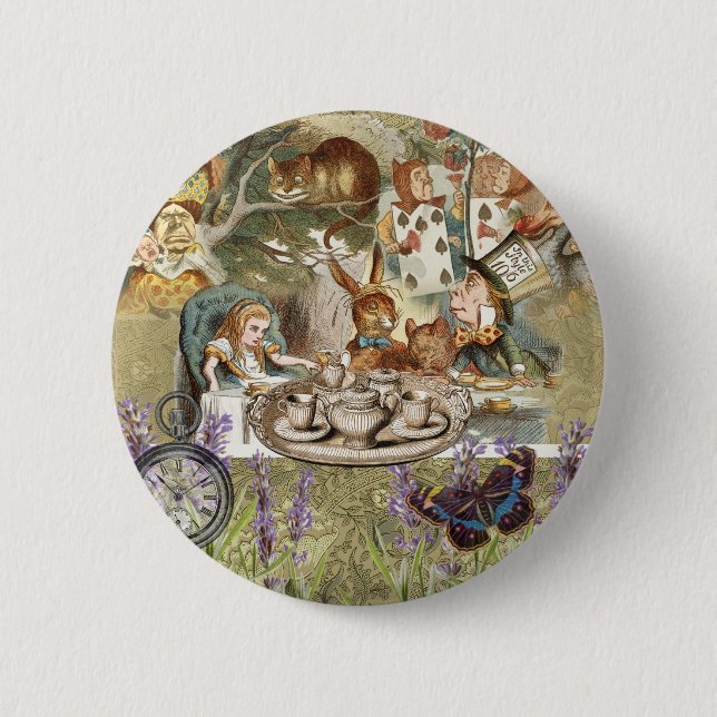Alice Adventures in Wonderland Mad Tea Party 6 Cm Round Badge (Front)