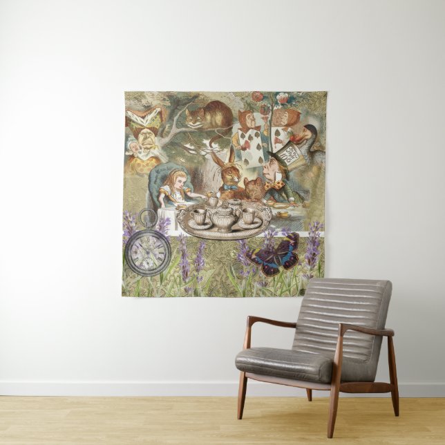 Alice Adventures in Wonderland Mad Tea Party Tapestry (In Situ)