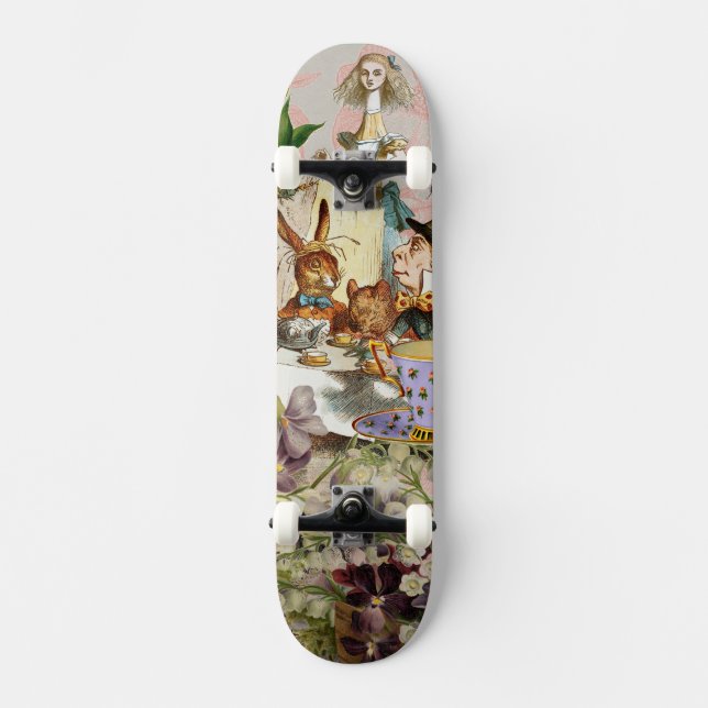 Alice Adventures in Wonderland Tea Party Art Skateboard (Front)