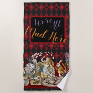 Alice Adventures with Wonderland Mad Cheshire Cat Beach Towel
