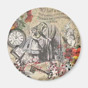 Alice Adventures Wonderland Curtain Classic Art Magnet