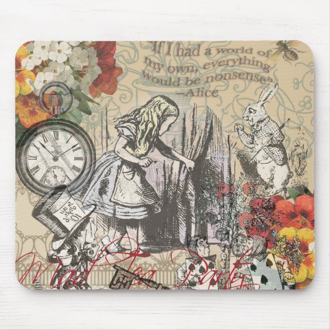 Alice Adventures Wonderland Curtain Classic Art Mouse Mat (Front)