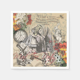 Alice Adventures Wonderland Curtain Classic Art Napkin